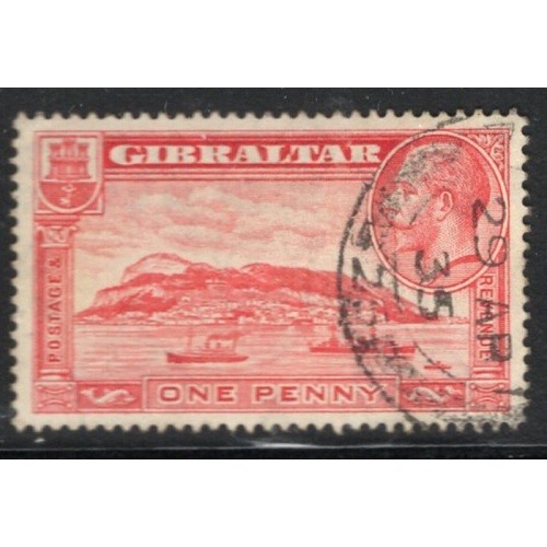 Gibraltar Sc 96 1931 red George V & Rock of Gibraltar stamp used
