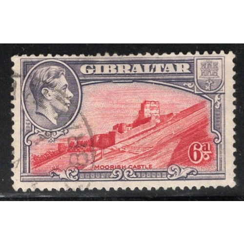 Gibraltar Sc 113 1938 6d  G VI & Castle stamp used