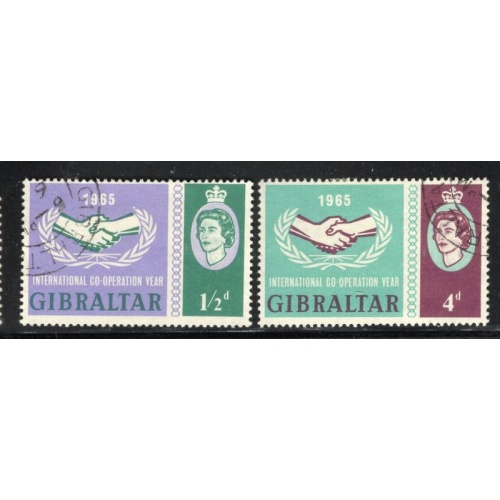 Gibraltar Sc 169-170 1965 International Cooperation Year stamp set used