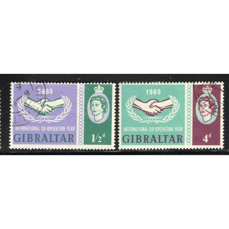 Gibraltar Sc 169-170 1965 International Cooperation Year stamp set used