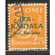 Karelia Finland Sc N11 1941 2.75m yellow orange with green overprint stamp used