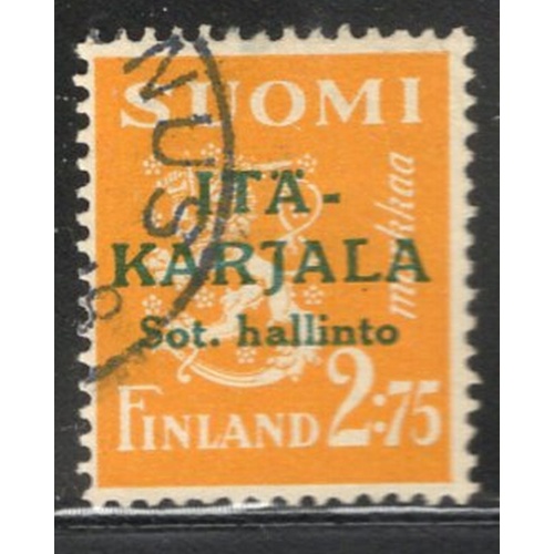 Karelia Finland Sc N11 1941 2.75m yellow orange with green overprint stamp used