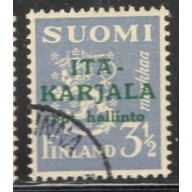 Karelia Finland Sc N12 1941 3.5m light ultra with green overprint stamp used