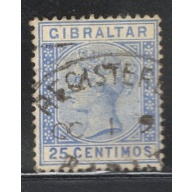 Gibraltar Sc 32 1889 25c ultra Victoria stamp used