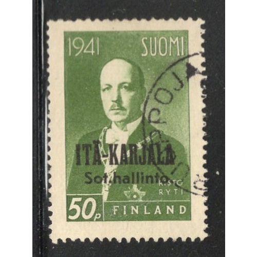 Karelia Finland Sc N22 1942 50p President Ryti overprinted stamp used