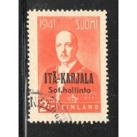 Karelia Finland Sc N24 1942 2m President Ryti overprinted stamp used