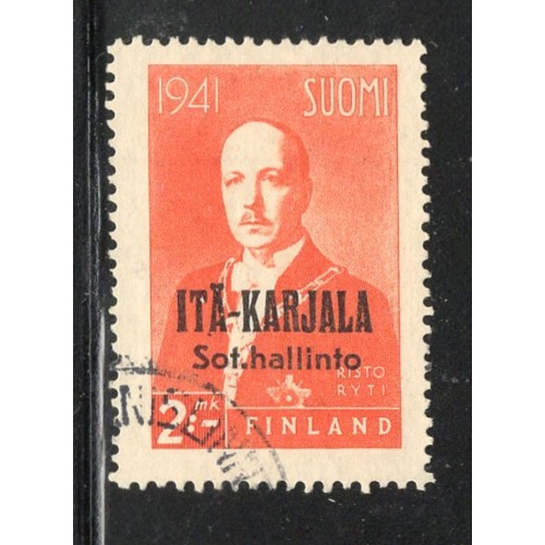 Karelia Finland Sc N24 1942 2m President Ryti overprinted stamp used