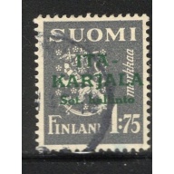 Karelia Finland Sc N9 1941 1.75m dark gray with green overprint stamp used