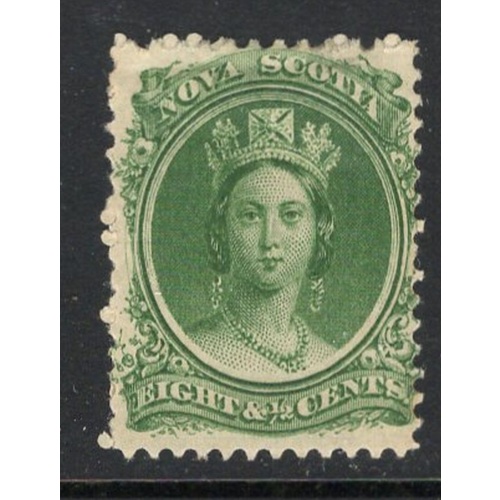 Nova Scotia Sc 11 1860 8 1/2c green Victoria stamp mint