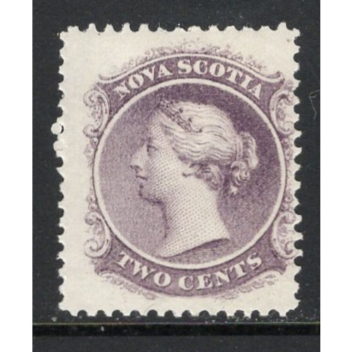 Nova Scotia Sc 9 1860 2c lilac Victoria stamp mint