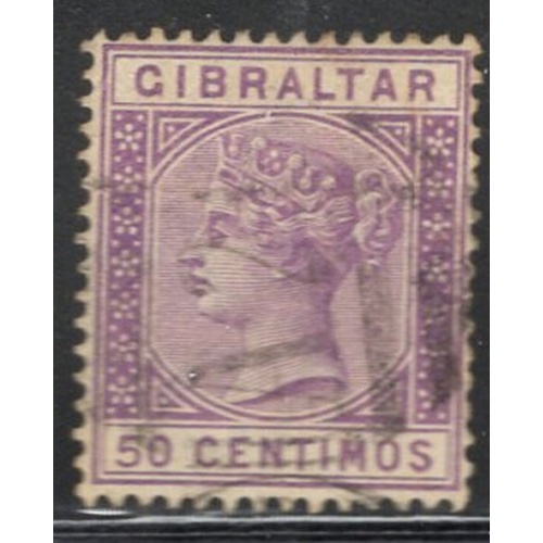 Gibraltar Sc 34 1889 50c violet Victoria stamp used
