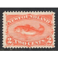 Newfoundland Sc 48 1880 2 c red orange Codfish stamp mint