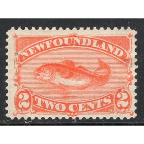 Newfoundland Sc 48 1880 2 c red orange Codfish stamp mint