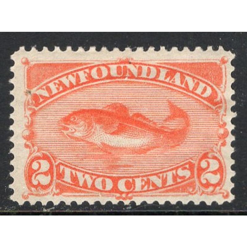 Newfoundland Sc 48 1880 2 c red orange Codfish stamp mint