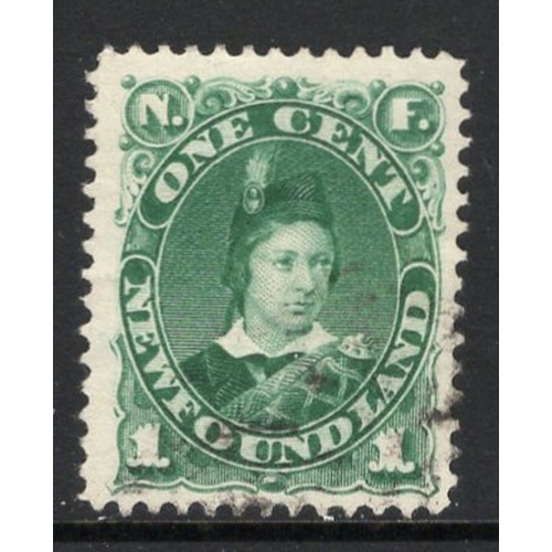 Newfoundland Sc 45 1896 1 c green Prince of Wales stamp used