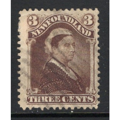 Newfoundland Sc 52 1881 3 c umber brown Victoria stamp used