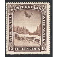 Newfoundland Sc C6 1931 1 5 c Dog Sled & airplane airmail stamp mint