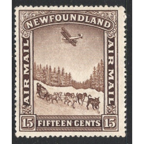 Newfoundland Sc C6 1931 1 5 c Dog Sled & airplane airmail stamp mint