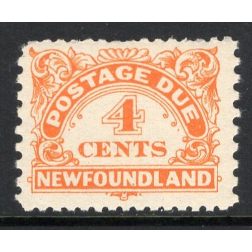 Newfoundland Sc J4 1939 4 c yellow orange postage due stamp mint