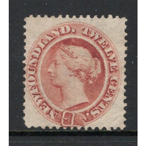 Newfoundland Sc 28 1870 12 c pale red brown Victoria stamp mint