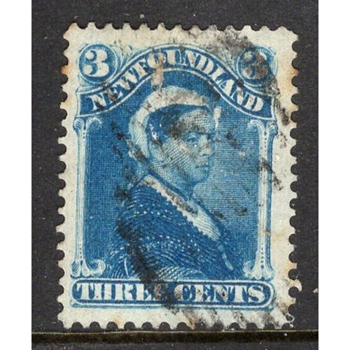 Newfoundland Sc 49 1896 3 c blue Victoria stamp used