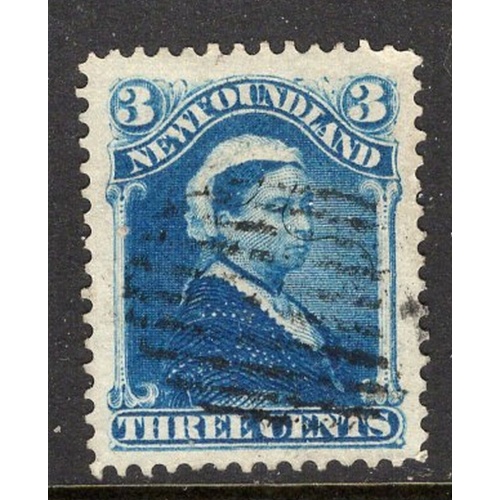 Newfoundland Sc 49 1896 3 c blue Victoria stamp used