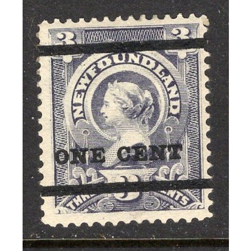 Newfoundland Sc 75 1897 1 c on 3 c Victoria stamp mint