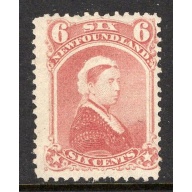 Newfoundland Sc 35 1870  6 c dull rose Victoria stamp mint