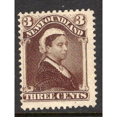 Newfoundland Sc 51 1887 3 c umber brown Victoria  stamp mint