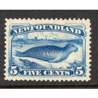 Newfoundland Sc 55 1894 5c bright blue seal  stamp mint