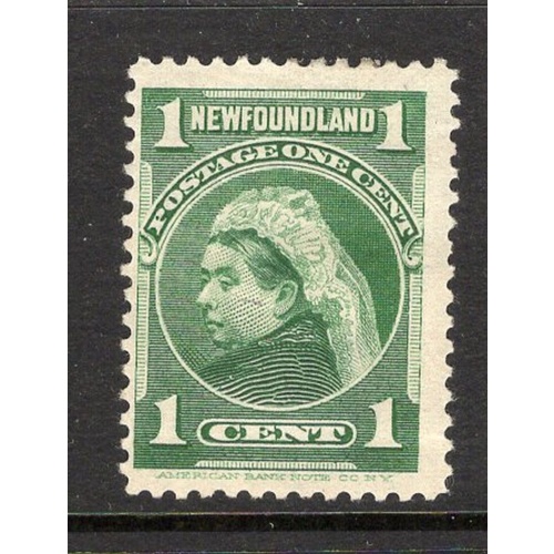 Newfoundland Sc 80 1898 1 c green Victoria  stamp mint