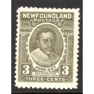 Newfoundland Sc 89 1910 3 c brown olive John Guy  stamp mint