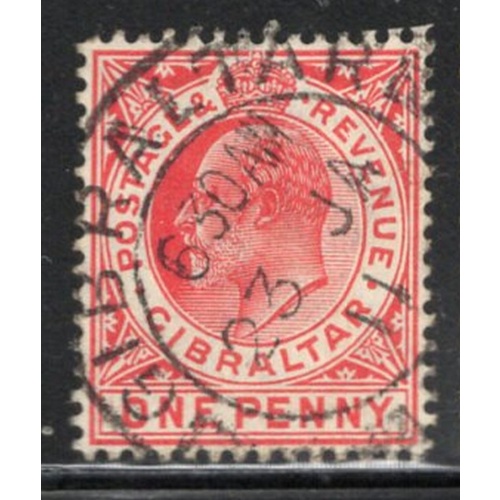 Gibraltar Sc 51 1907 1d carmine Edward VII stamp used