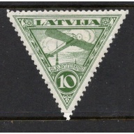 Latvia Sc C6 1931 10s deep green Airplane air mail stamp