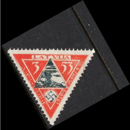 Latvia Sc CB18 1933 3s + 53s Biplane Taking off stamp Wounded Aviators