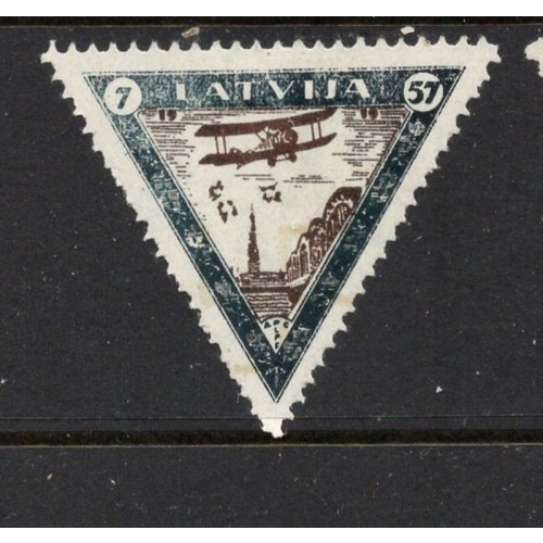 Latvia Sc CB19 1933 7s + 57s Biplane Under Fire stamp Wounded Aviators