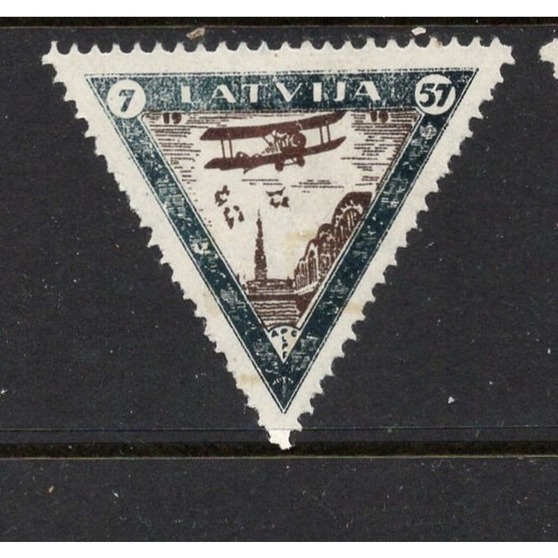 Latvia Sc CB19 1933 7s + 57s Biplane Under Fire stamp Wounded Aviators