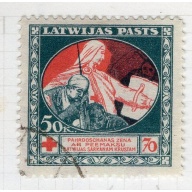 Latvia Sc B3 1920 Mercy & Wounded Soldier stamp used