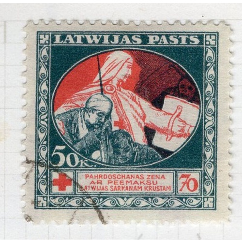 Latvia Sc B3 1920 Mercy & Wounded Soldier stamp used