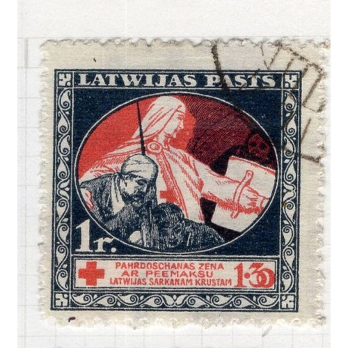 Latvia Sc B4 1920 Mercy & Wounded Soldier stamp used