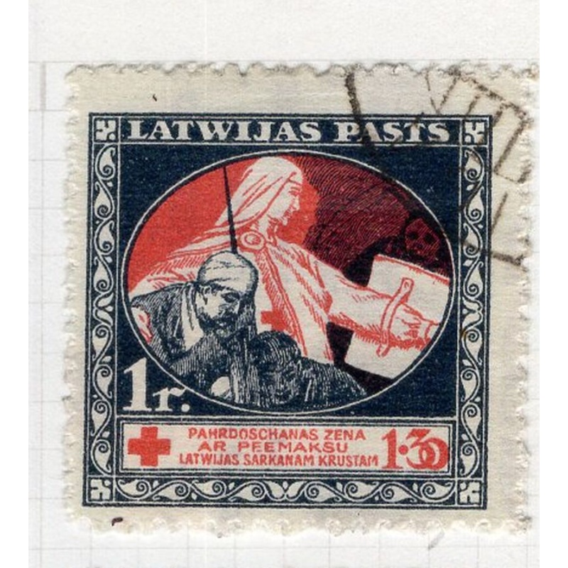 Latvia Sc B4 1920 Mercy & Wounded Soldier stamp used