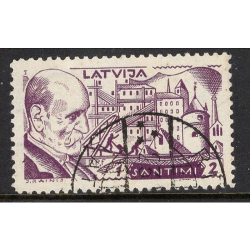 Latvia Sc B66 19301 s + 2s Rainis stamp used
