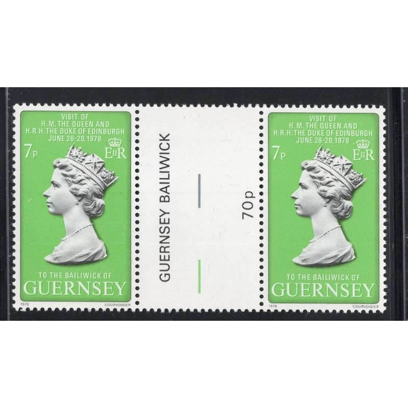 Guernsey Sc  164 1978 Royal Visit QE II  stamp gutter pair mint NH
