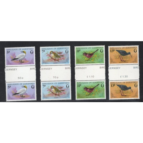 Guernsey Sc  165-168 1978 Birds stamp set gutter pairs mint NH