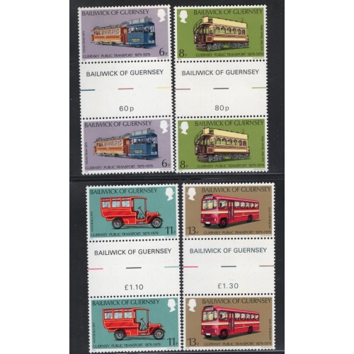 Guernsey Sc 191-94 1979 Public Transport stamp set gutter pairs mint NH