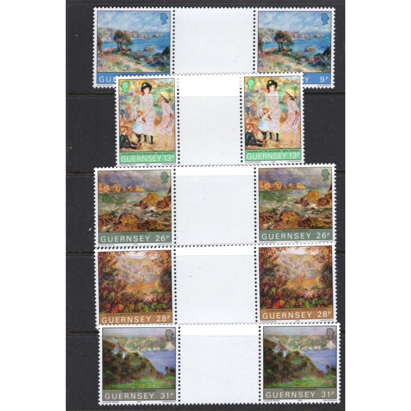 Guernsey Sc 264-68 1983 Renoir stamp set gutter pairs mint NH