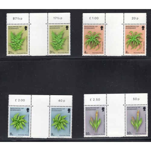 Guernsey Sc 119-22 1975 Ferns  stamp set gutter pairs mint NH