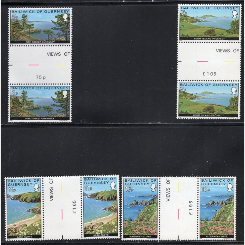 Guernsey Sc 137-40 1976 Views  stamp set gutter pairs mint NH