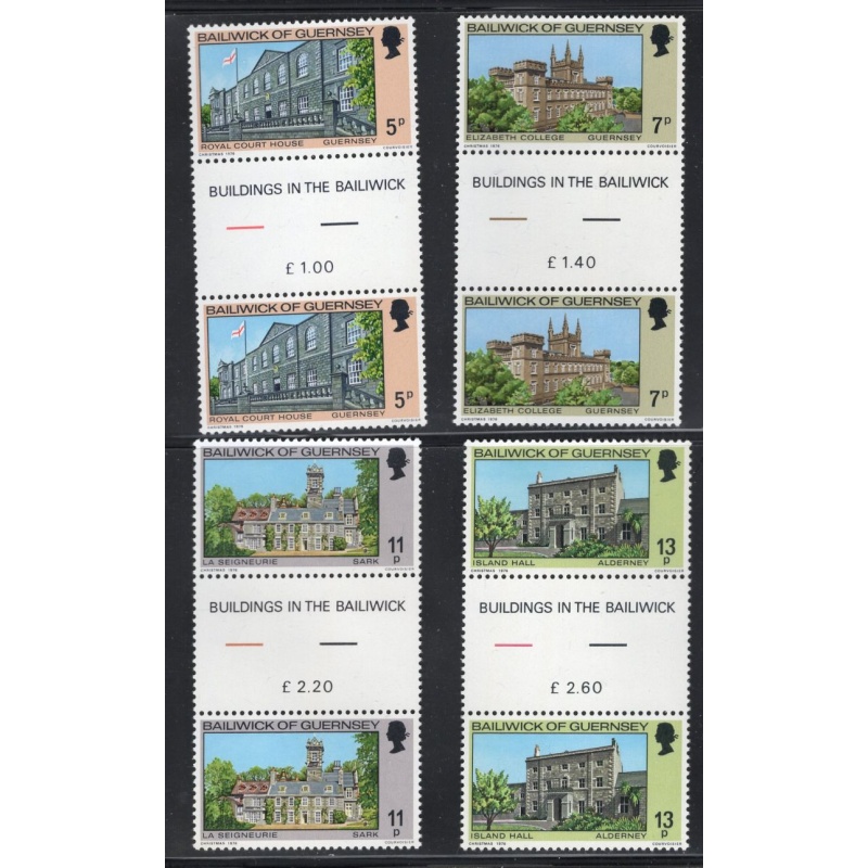 Guernsey Sc 141-44 1976 Christmas  stamp set gutter pairs mint NH