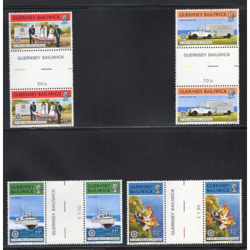 Guernsey Sc 153-56 1977 St John Ambulance stamp set gutter pairs mint NH